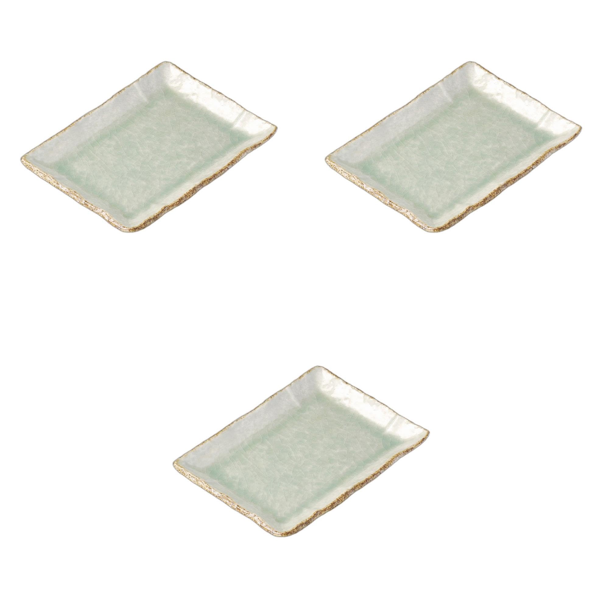 

Набор из 3 прямоугольных тарелок Crazy Wakakusa x x Керамические тарелки от Setomonohonpo 9,0 мм [26,5 15,9 2,5 см]