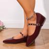 Women's French Style Mary Jane Shoes Female Soft Leather Ballet Shoes Women Flat Single Shoes Comfortable Slip-On Dressy Shoes