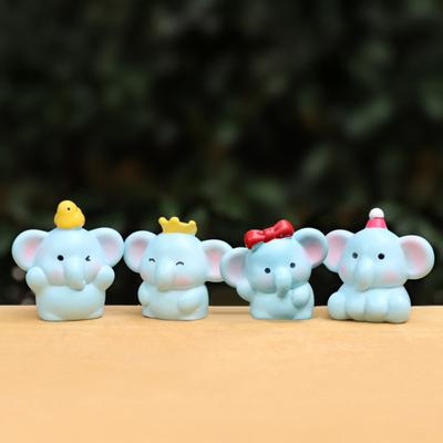 Mini Elephant Figurines Miniature Resin Fairy Garden Elephant Models Micro Moss