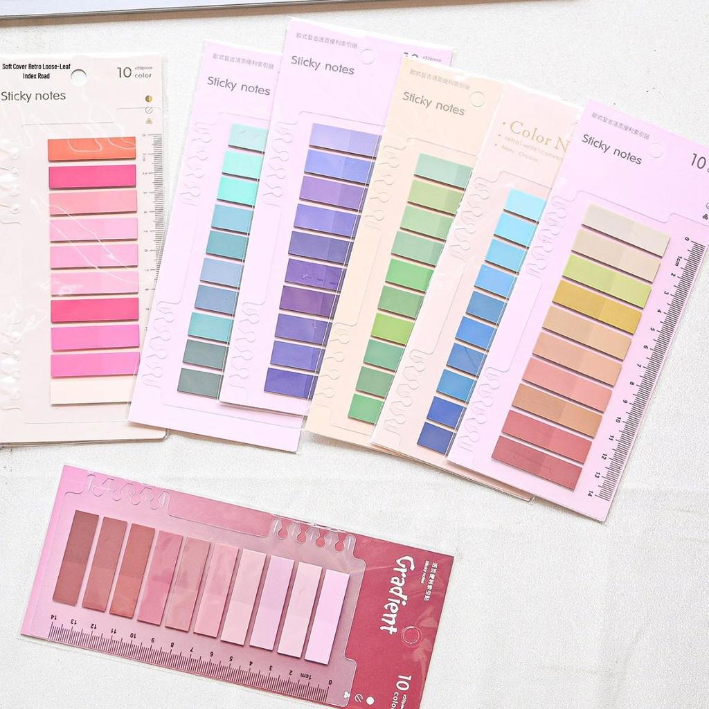 Morandi Color Series Pet Transparent Sticky Notes & Index Tabs Combination