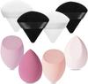PRIYAND Makeup Sponge and Triangle Powder Puff Combo Set – Beauty Blender for Liquid Foundation & Concealer with Soft Velvet Face Puffs for Loose