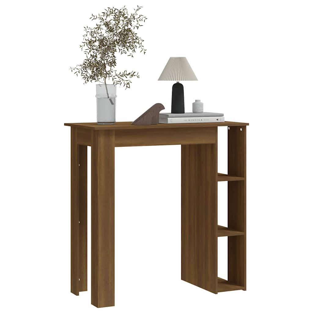 Vidaxl Tavolo da Bar con Mensole, Rovere Marrone, 102X50X103,5 Cm