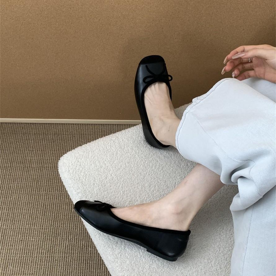 2025 spring and autumn new Doudou ladyshoes flat bottom evening gentle grandma single shoes fairy shoes