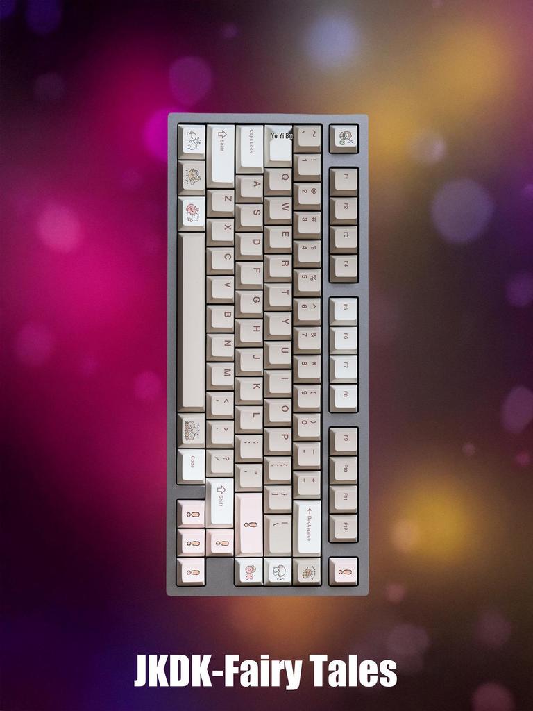 JJKDK Retro Fairy Tale PBT Dye-Sublimation Mechanical Keycaps for 68, 75, 87, 98, and 104 Layouts