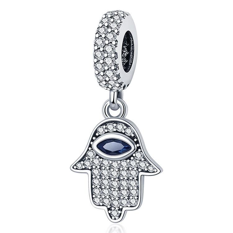 S925 Silver Evil Eye Beaded Bracelet DIY Accessories with Hamsa Hand Pendant Beads Jewelry Making Kit