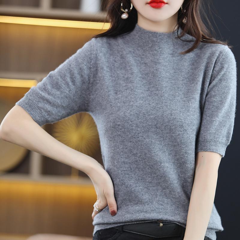 

Свободная универсальная трикотажная женская футболка с короткими рукавами, большого размера, с круглым вырезом, однотонная, нижняя часть, трикотажная футболка, тонкий срез XL серый