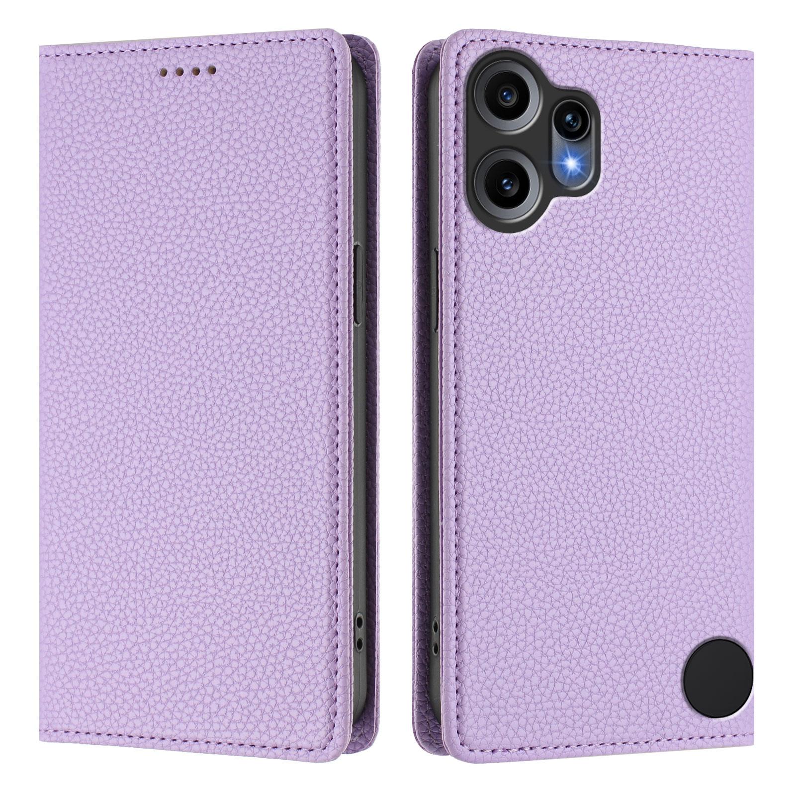 

For Nothing CMF Phone 2 Pro Wallet Case RFID Blocking Litchi Texture Leather Mobile Cover Light Purple