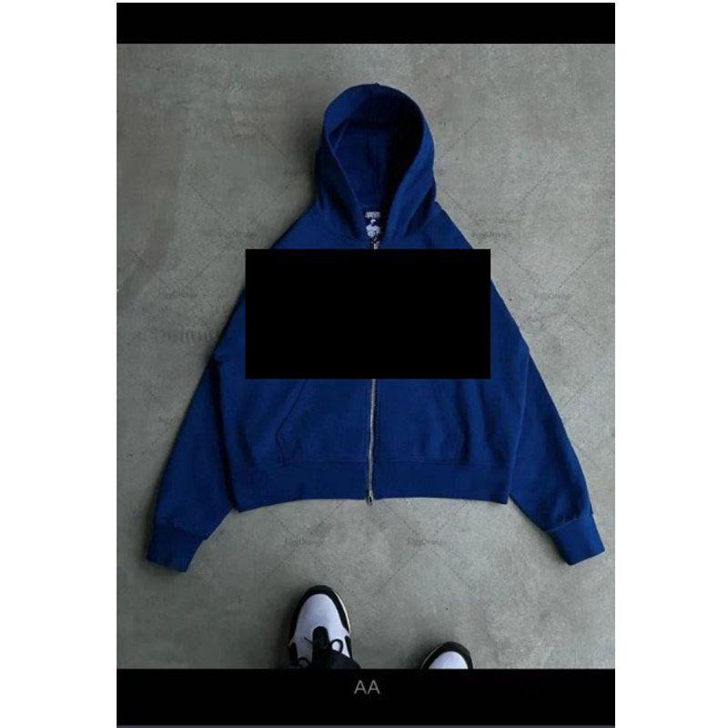 

Europe and America Cross Border Spring/Summer New Alphabet Embroidery Hooded Cardigan Loose Male and Female Trendy Brand Sweatshirt Outwear Hoodie Blue 1 2XL