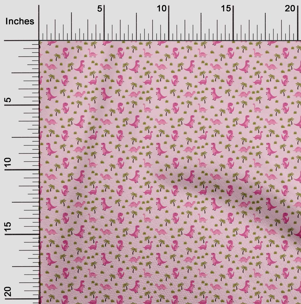 oneOone Cotton Flex Light Pink Fabric Colorful Dinosaur Cartoon Quilting Supplies Print Sewing Fabric By The Yard 40 Inch