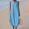 Women's Fashion Casual Sleeveless Round Neck Solid Color Elegant Temperament Dress
