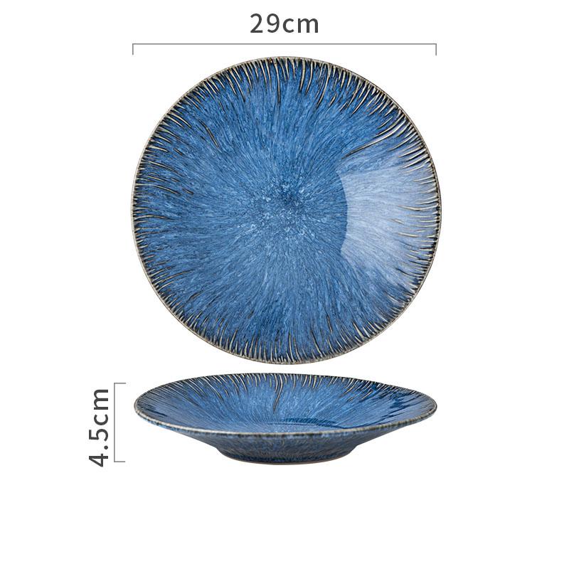 Nordic Blue Ceramic Dinner Plate Restaurant Pasta Steak Plates Home Fruit Salad Bowl Cake Dessert Kitchen Utensils