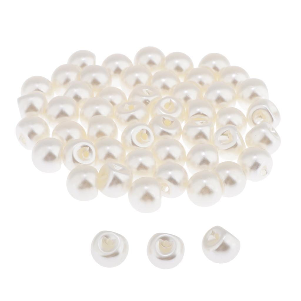 100pcs White Faux Pearl Button Sew on Skrit Garment Hat Wedding Dress Decor