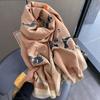 Korean Light Luxury Retro Equestrian Printing Imitation Cashmere Scarf Women'S Autumn And Winter Thickened Warm Scarf Fashionable Versatile Shawl