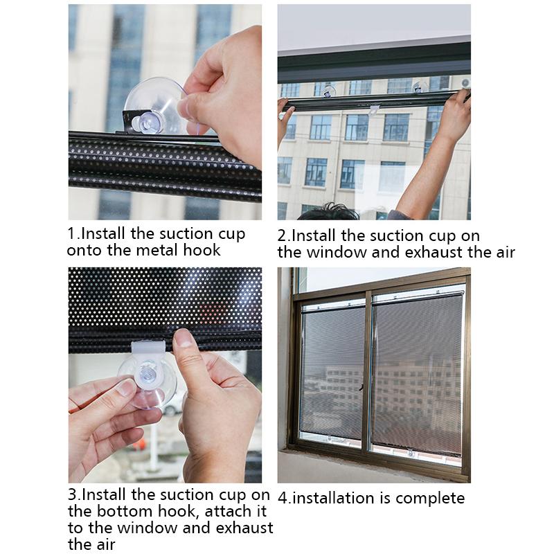 1PC Curtains Multiple Sizes Telescopic Shading Roller Blinds Easy To Install Sunscreen Home Shading Sunshade Durable Summer