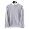 Men's Jacquard Knit Cashmere Sweater, Round Neck, Thickened for Autumn and Winter, Solid Color, Versatile Base Layer.