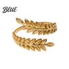 Unique Open Band Ring Adjustable Leaf Natural Style Stainless Steel