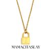 MamacitaSlay 316L Stainless Steel Ancient Letters Engaged Lock Pendant Necklace 18K Gold Plated Waterproof Neck Jewelry Gift