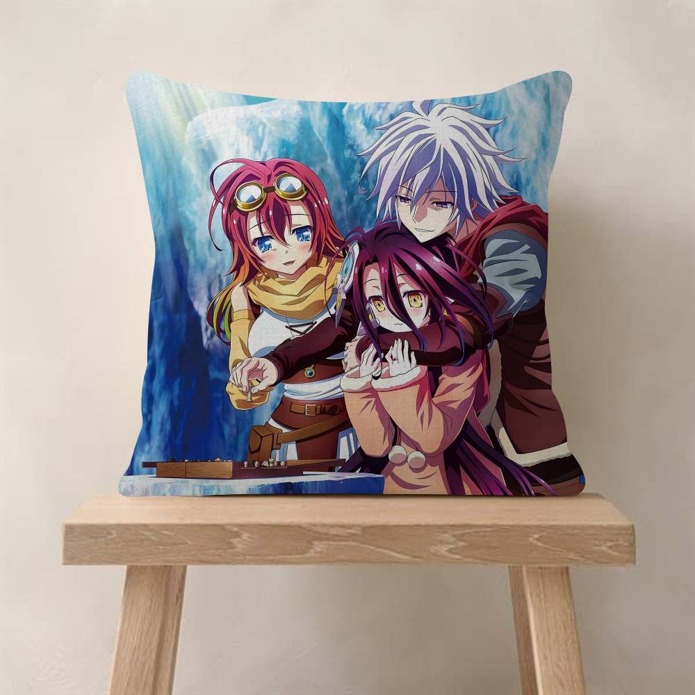 NNo Game No Life Anime Pillow Covers Cartoon Sofa Decorative Home Doublesided Printing Short Plush Cute Cushion Cover