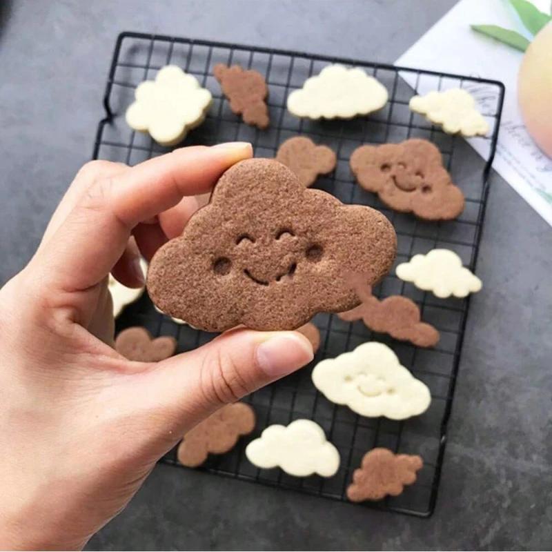 5PCS/set Cloud Cake Mold Set Durable Plastic Fondant Cutter for Cakes Cookies Biscuits Chocolates Sugarcraft Stamp Plunger Mold