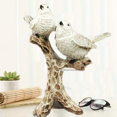 Statue décorative d'un couple d'oiseaux blancs assis sur une branche d'arbre, figurine pour décoration intérieure, cadeaux Diwali, chambre, bureau, salon