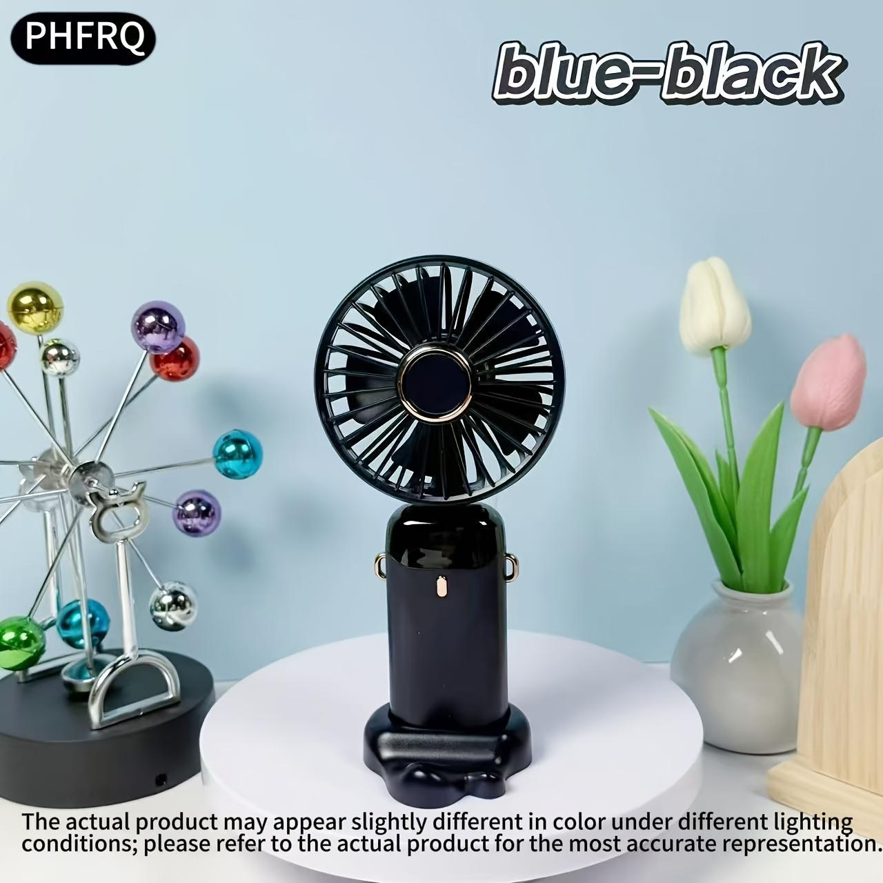 

Portable USB Rechargeable Fan Features 5 Speed Settings, Adjustable Wind Speed, and a Digital Display. It Can Be Used Handheld, Neckband