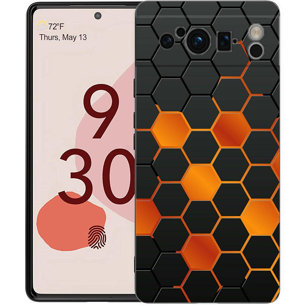 Luxury Phone Case For Google Pixel 10 9 8 9A 8A 7 7A 6 Pro XL 6A 5G Black Soft Back TPU Cover Honeycomb Pattern