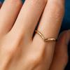 Chevron V Shape Ring, Rose Gold Plated Silver, Dainty Diamond CZ Band, Minimalist Stackable Wedding Ring for Women