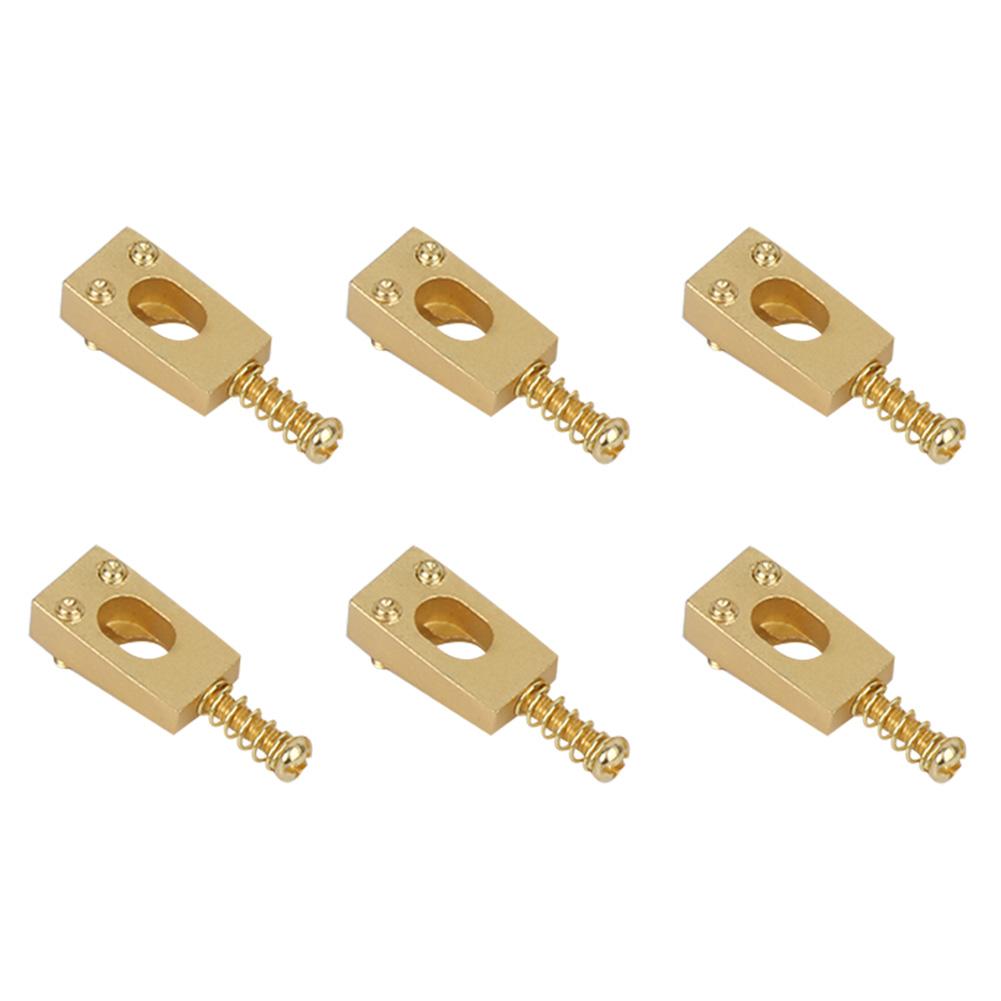 6Pcs Guitar Bridge Saddle Brass String Saddles Replacement Electric Guitar AccessoriesGold