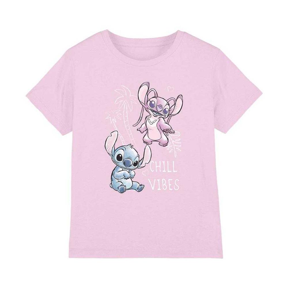 Lilo & Stitch Girls Chill Vibes Stitch & Angel Sketch T-Shirt