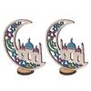 Wood Moon Ornaments Eid Mubarak Moon Decoration Enhances Festival Ambient for Home Restaurant CafeJM00454