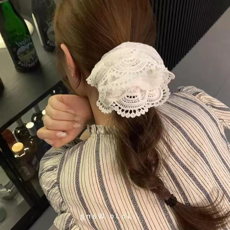 2025 Stylish Handmade Double Layer Lace Trim Lolita Hair Tie