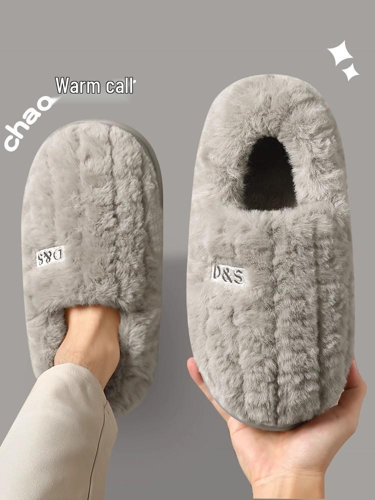 Pantofole Invernali da Uomo 2025 in Peluche di Cotone per Interni/Esterni - Suola Spessa e Tallone Coperto.