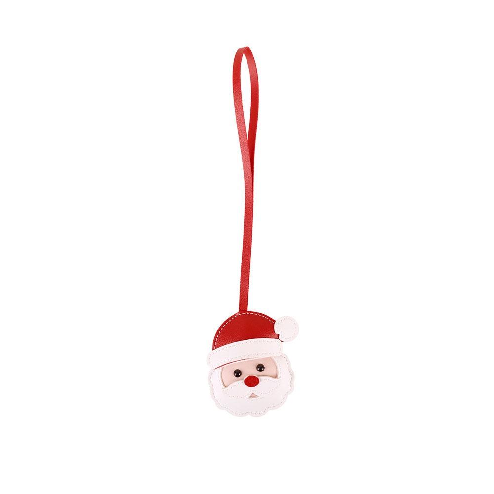 Snowman Leather Santa Claus Keychain Cartoon Pu Bag Pendant Xmas Key Ring Holiday Present