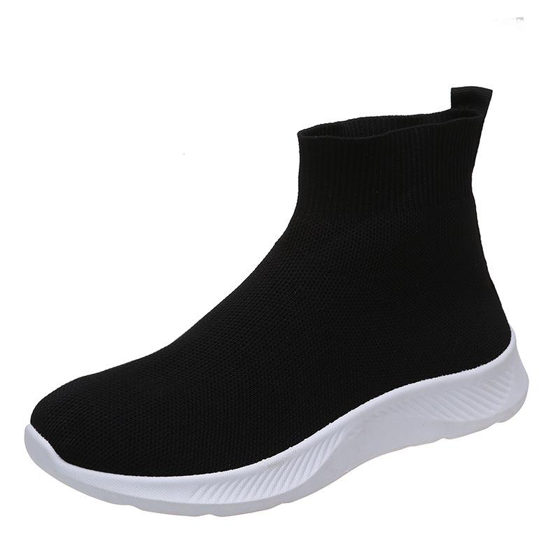New autumn mesh footwear Elastic plus size flat High top casual sports shoes Fashion comfortable anti slip shoe Zapatillas