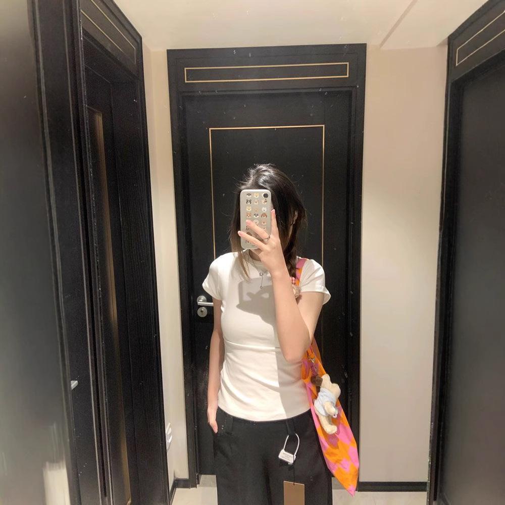 Slimming Figure-Flattering White Spicy Crop Top - Summer Sweet & Spicy Fitted Short Sleeve T-Shirt for Women