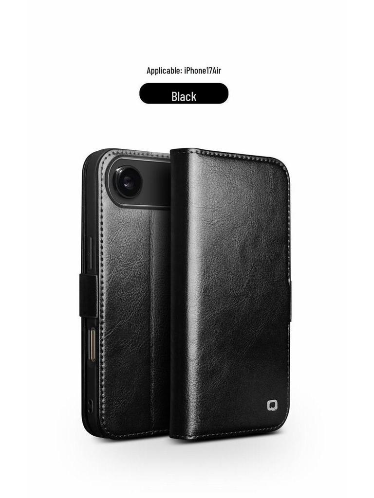 Chali Shi Genuine Leather iPhone 17 Pro Max Flip Case with Magnetic Buckle, Air Stand, and Card Slot