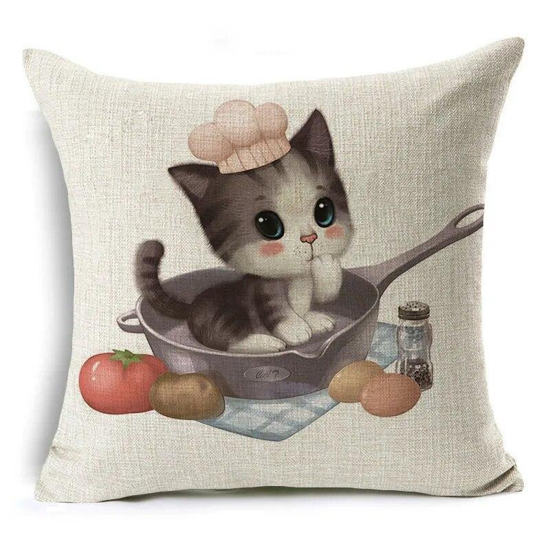 Cute Cartoon Animal Pet Cat Decorative Pillowcase Gift  Sofa Car Office Seat Cushion Cover Bedroom Room Home Decor