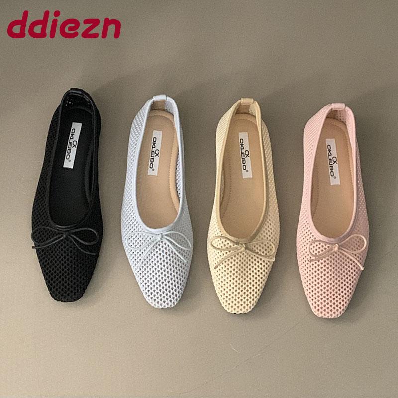 Fashion Luxury Footwear Mesh Ladies Flats Slip On Shoes Female Shallow Fashion Butterfly-Knot Women Ballet Flats Dance Shoes New 2025