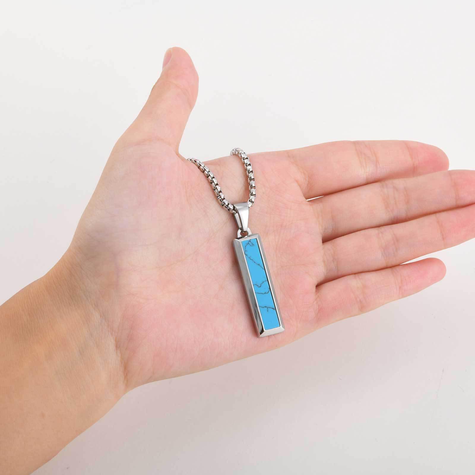 

Men s Fashion Geometric Pendant Necklace with Stainless Steel Agate Turquoise - PN-2221