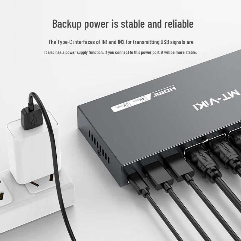 MT-viki HDMI KVM Switch 2-Port 2-Monitor 4K Dual Display