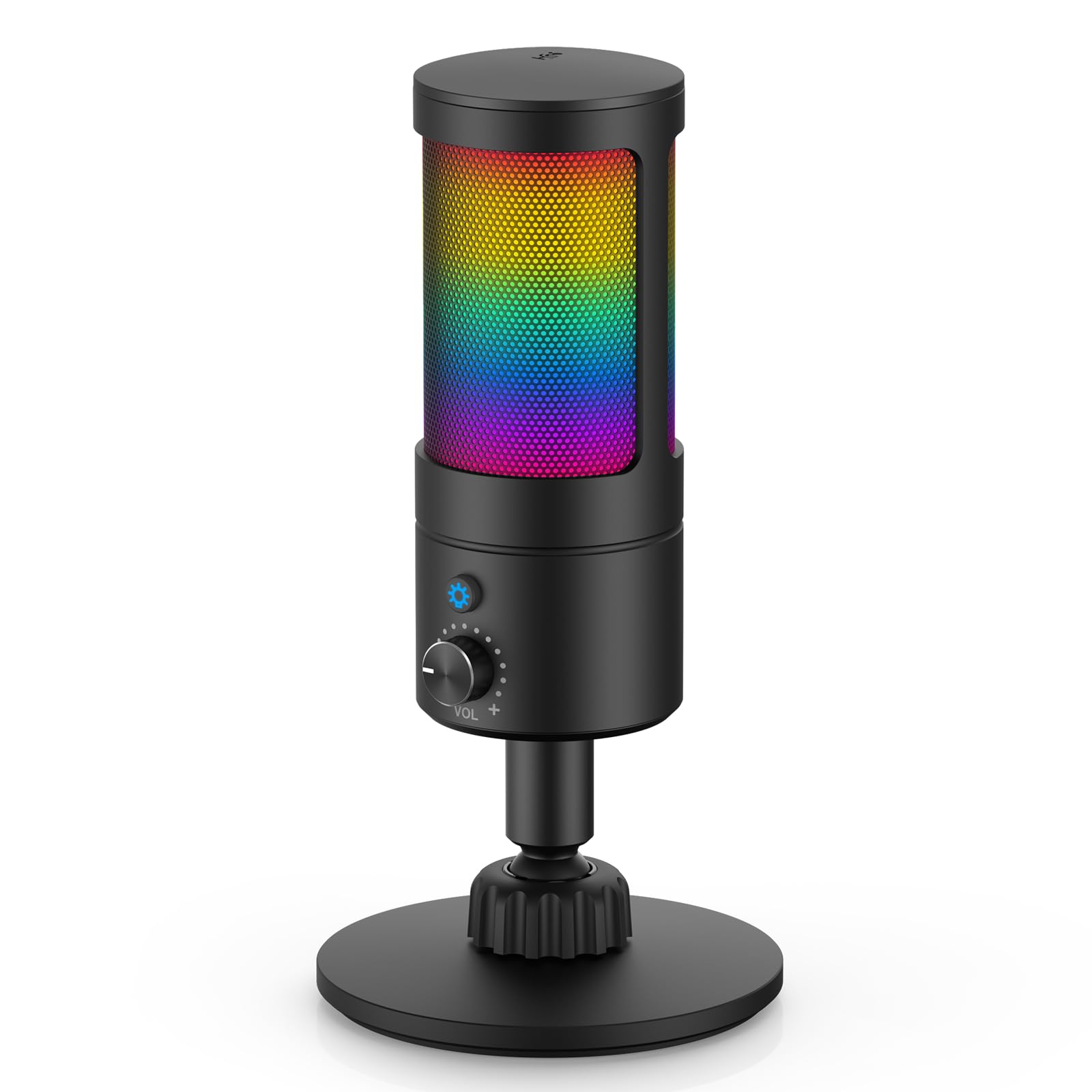 

Faunow USB Condenser Microphone for RGB Cardioid Polar Headphone Volume Compatible with Live Web and More PC, Light, One-Touch Mute, Pattern, чорний