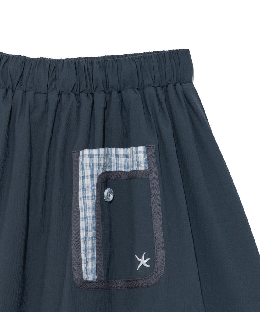 The Coldest Moment (W) Tcm Check Pintuck Layered Skirt (Navy)