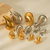 Exaggerated Titanium Steel Water Drop Earrings for Women - Fashionable and Versatile Hollow Stainless Steel Design.