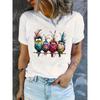Newly designed printed T-shirt for ladies, summer short-sleeved round-neck top