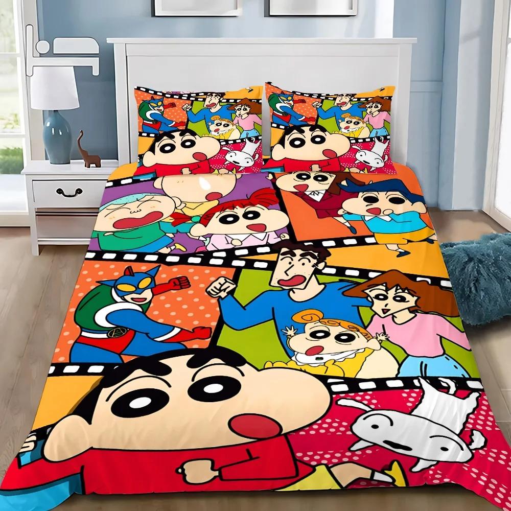 Exquisite 3D Cartoon Wallpaper Shin-chanS Digital Printing Bedding Set Duvet Cover Comforter Bed Youth Kids Girl Boys Gift