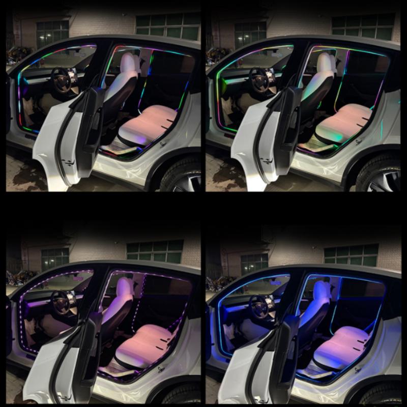 137.8 inch Car Door Frame Ambient Light LED Symphony RGB Atmosphere Decoration Lamp App Control USB Plug Acrylic Strip for SUV