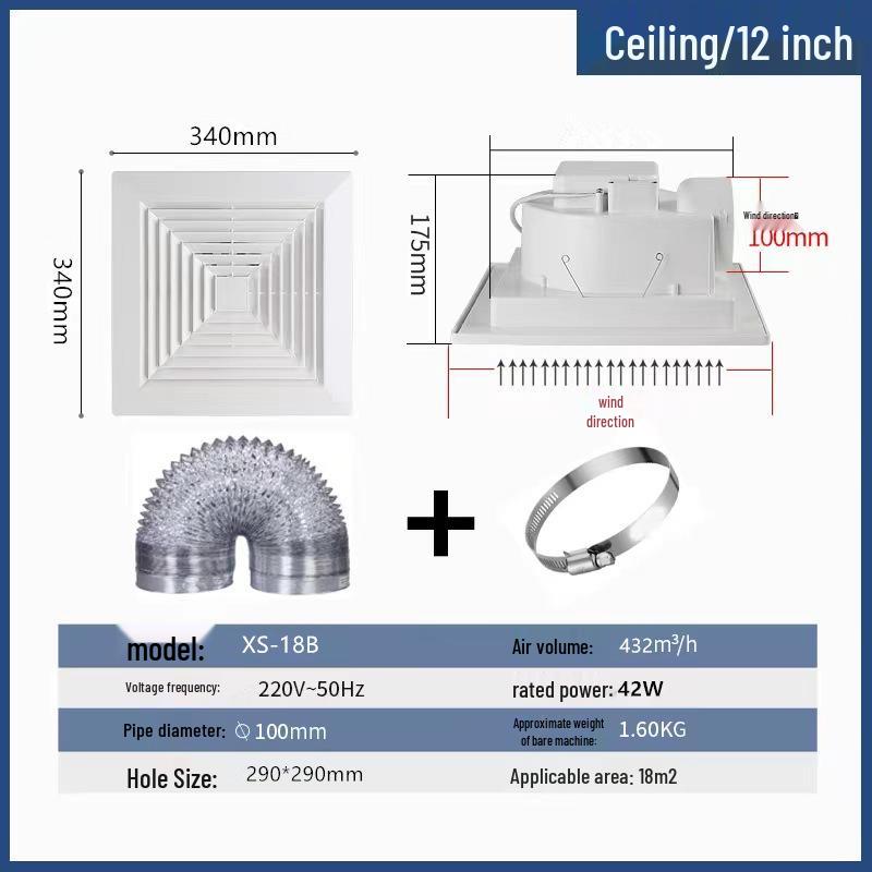 Ceiling-Mounted Silent Ventilation Fan for Kitchen and Bathroom