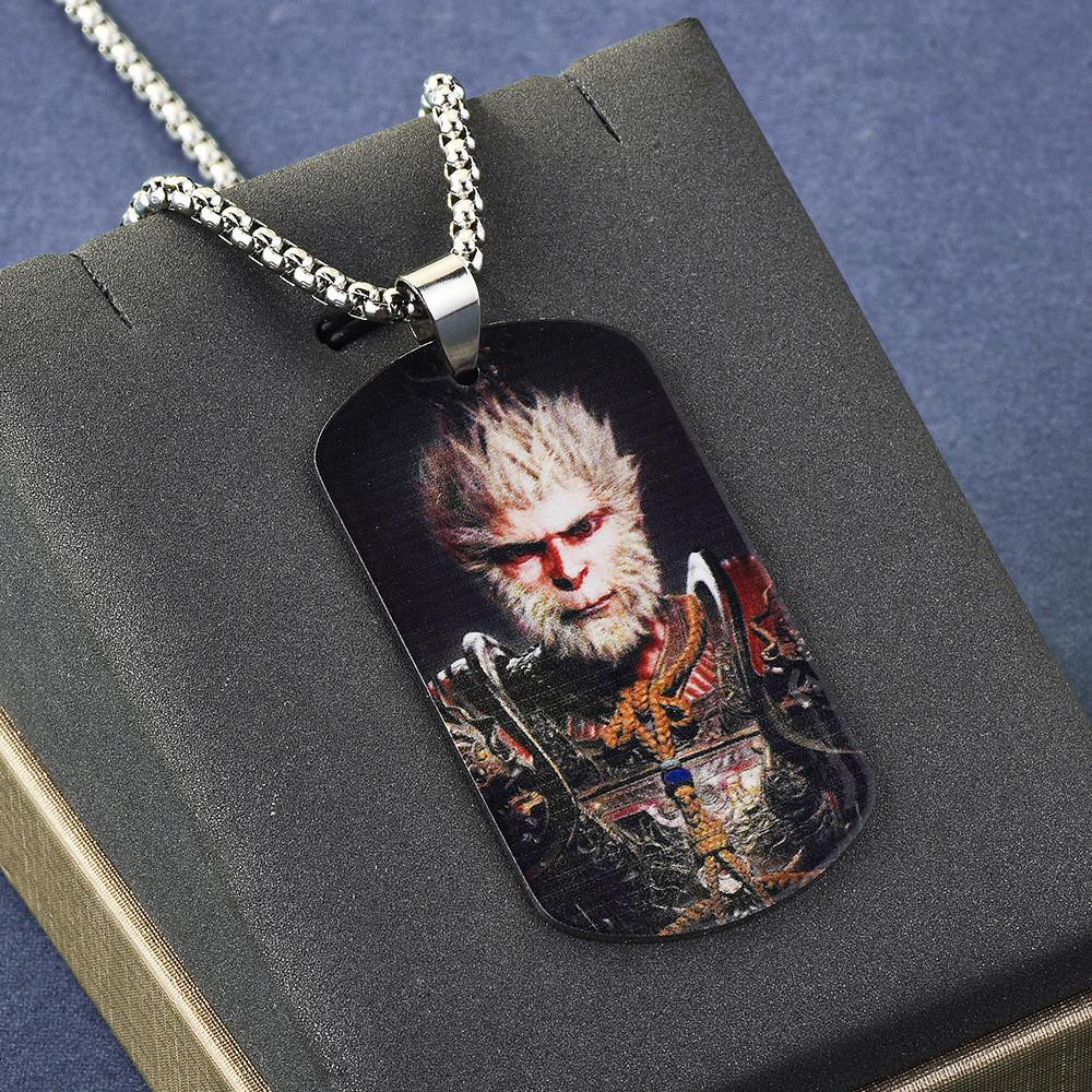 Exquisite Steel Titanium Black Myth Wukong Pendant Necklace For Unisex With Design Stunning