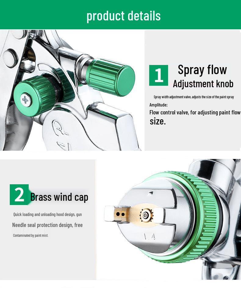 2008 Car High Atomization Spray Gun 1.7/2.0/2.5mm Nozzle Pneumatic Top-Feed Paint Sprayer