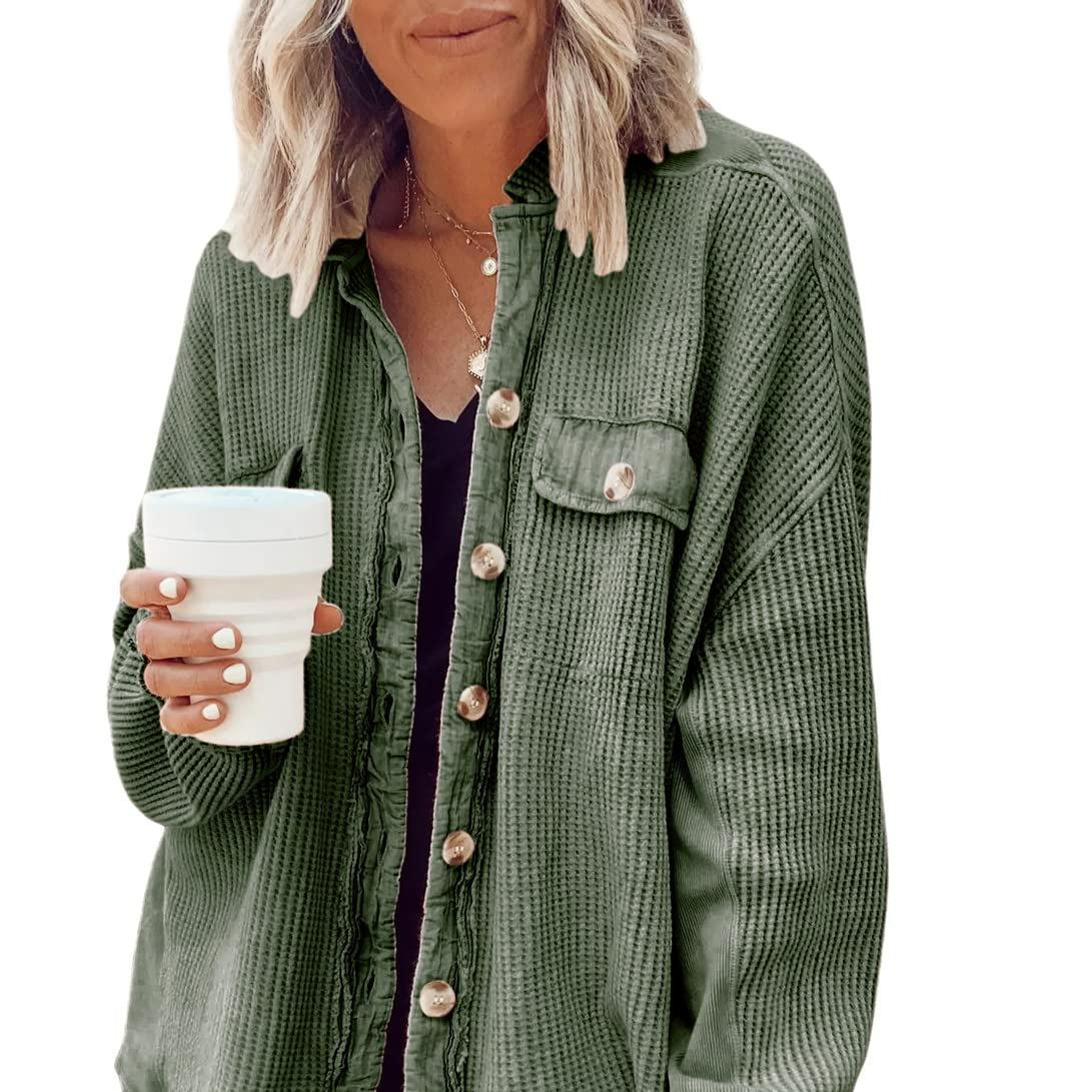 

Осенняя женская мода сплошной цвет пальто свободная повседневная куртка с карманом на пуговицах XXL светло-зеленый